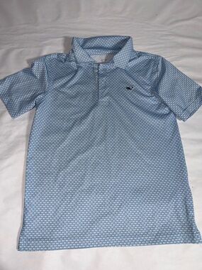 Vineyard Vines Blue Micro Whale Print Polo
